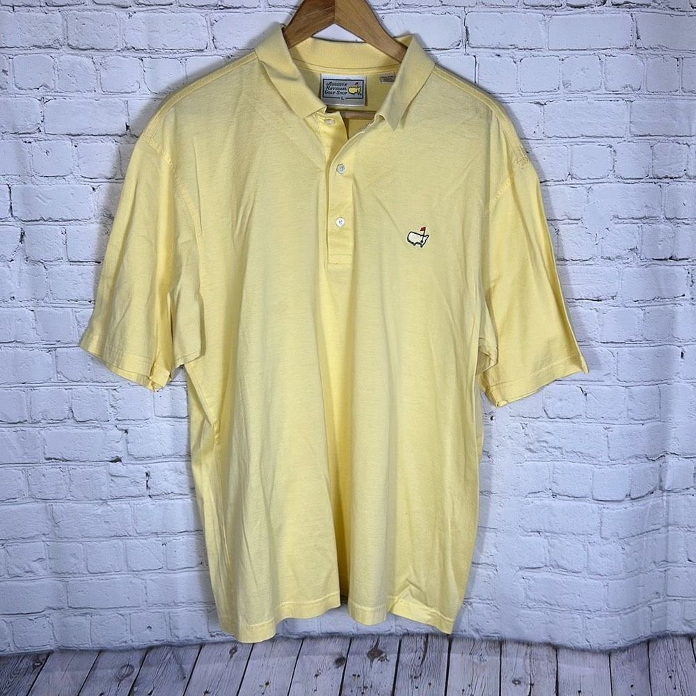 Augusta National Golf Shop Men's Polo Shirt Green 60's Two Ply Mercerized Large